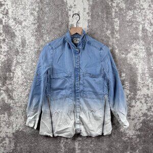 Holding Horse Shirt 0 Womens Anthropologie Blue Ombre Chambray Hidden Button